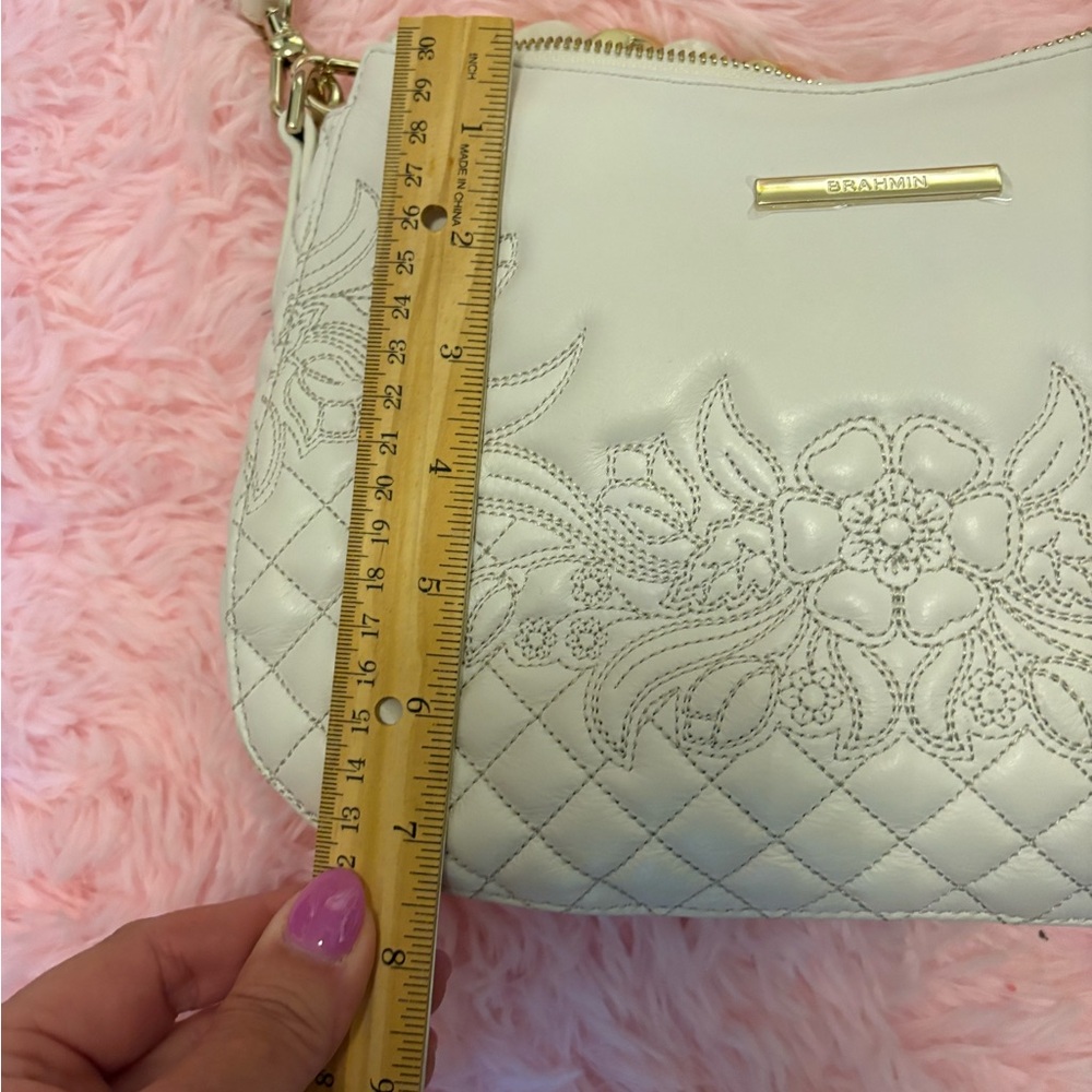 Brahmin Ivory Quilted Floral Shoulder Bag
